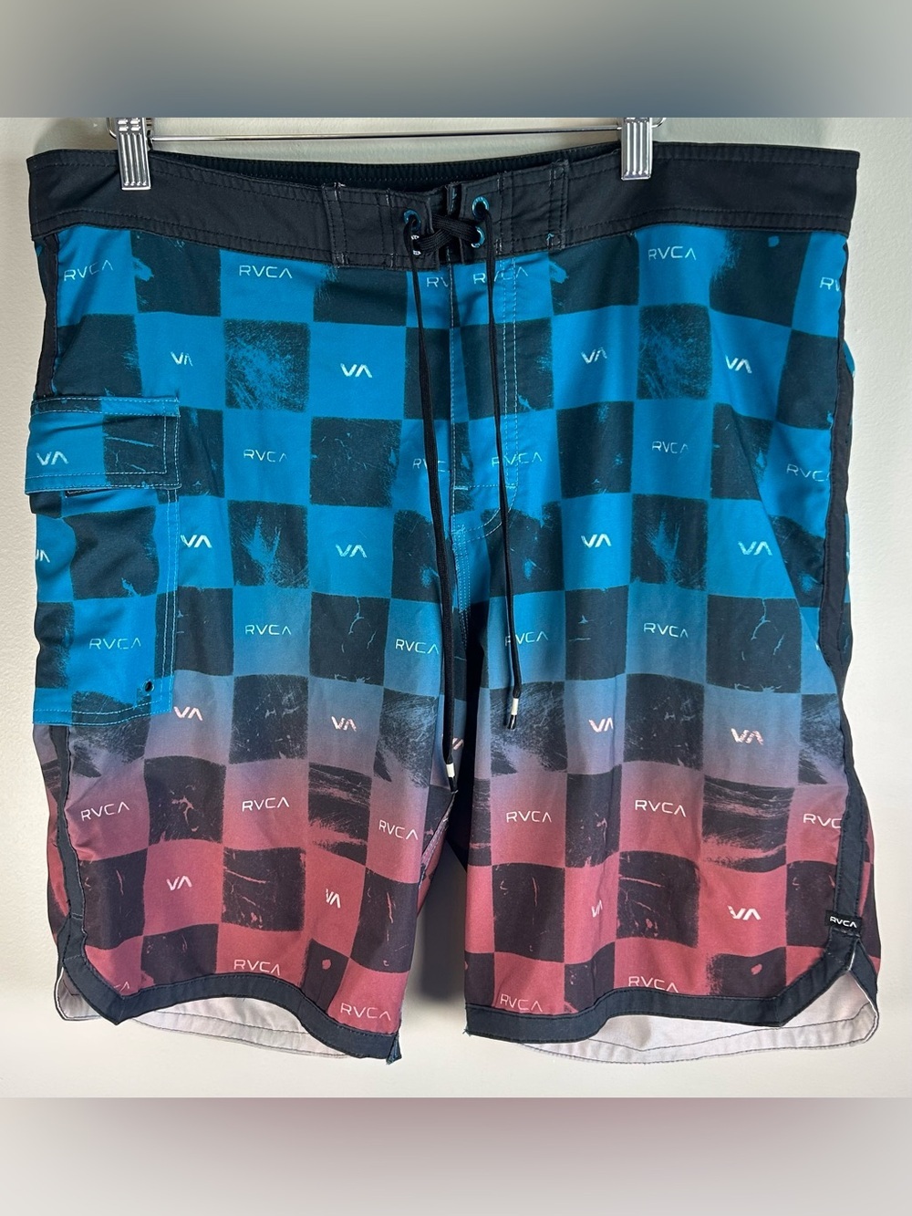 RVCA Check That Trunk Board Shorts Swim Men's Size 38 Performance Stretch EUC